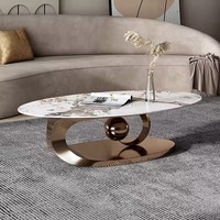 Petite Table Basse Rétro Moderne de Luxe en Métal Portable Style Nordique Centre Mobile Convertible Verre Marbre pour Salon