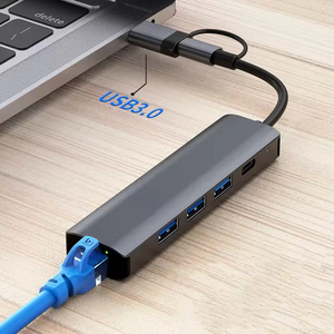 Hub USB 3.0 USB 2.0 multiport 5 en 2 avec adaptateur RJ45, convertisseur de type C, Ethernet 100M, <span class=keywords><strong>station</strong></span> d'accueil RJ45 pour <span class=keywords><strong>MacBook</strong></span> <span class=keywords><strong>Pro</strong></span> - Product Image 6