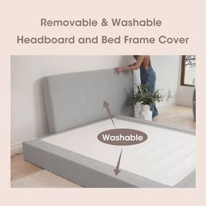 Комплект мягкой мебели: каркас кровати и настенный изголовье с обивкой из сжимаемого высокоплотного пенополиуретана, моющийся чехол, производство OEM/ODM - Product Image 3