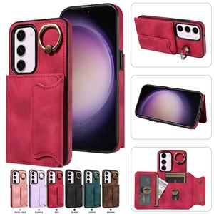Funda Retro con Ranuras para Tarjetas y Anillo de Soporte para Samsung Galaxy S24 Plus Ultra A05 A05S A15 A25 A35 A55 5G, Cubierta Trasera de Cuero - Product Image 1