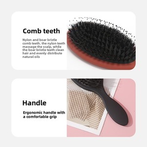 Brosse à Cheveux Démêlante Humide Personnalisée à Poils de Sanglier 100% Naturels avec Poils Souples et Flexibles pour Extensions - Product Image 4