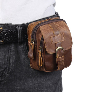 Genuine Leather Waist <b>Bag</b> For Men Small Durable Storage <b>Bag</b> Outdoor <b>Work</b> Use - Product Image 1