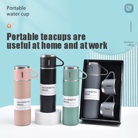 Ensemble de flacons à vide thermo en acier inoxydable de 500ml/17 OZ, bouteille d'eau isolée avec trois tasses pour boissons chaudes et froides