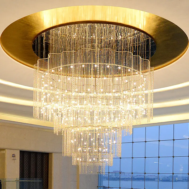 HUAYI Hotel Project Creative Art Rope Tassel Wedding Hall Modern Decoration Crystal Pendant Light Chandelier