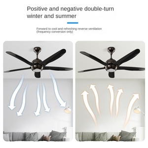 พัดลมเพดาน56นิ้วสีดำทันสมัยพร้อมไฟและรีโมทควบคุมสำหรับลานบ้านฟาร์มห้องนอน - Product Image 2