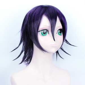 Peluca Sintética Corta Ainizi de 35 cm, Color Morado Oscuro, Peluca de Cosplay del Personaje de Kokichi Oma de <span class=keywords><strong>Danganronpa</strong></span> <span class=keywords><strong>3</strong></span> - Product Image 3