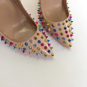 Nouvelles Chaussures à Talons Hauts pour Femme Printemps 2026, Colorées Unies, Ornées de Clous, Talon Fin 12CM, Bout Pointu, À Enfiler, Rivets, Tige en PU, Rehaussantes - Product Image 4