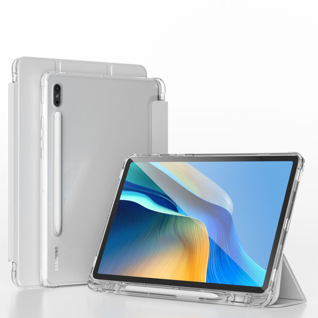 Translucent Frosted PC Back Cover Slim Shell for Samsung Galaxy Tab S7/S8 11" with Auto-sleep/Wake-up Function