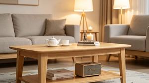 Modern Solid Wood Coffee <b>Table</b> with Storage Shelf Scandinavian Living Room Furniture - Product Image 3