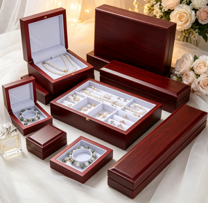 Multi-Size Glossy Wooden Texture Jewelry <b>Box</b> Set, Rigid Jewellery <b>Gift</b> Case for Ring Earring <b>Necklace</b> Bracelet Packaging - Product Image 3