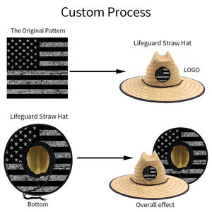 Sombrero de Paja Personalizado Natural de Verano con Ala Ancha Hueca para <span class=keywords><strong>Playa</strong></span>, Salvavidas, Pesca, Surf y Sombrero de Paja para Bebé - Product Image 4