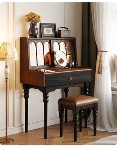 Midcentury Modern High End Oak Wood Vanity <strong>Desk</strong> with Storage for <strong>Bedroom</strong> and Bathroom Eco-Friendly Dressing Table - Product Image 5