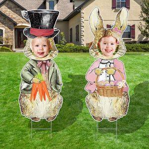 Nouvelle décoration de jardin d'extérieur, décoration de pelouse, panneau de patio avec visage de lapin de Pâques, accessoire photo, fabriqué en plastique durable - Product Image 1