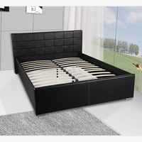 Lit double en cuir Pu souple avec cadre en bois et élévateur, mobilier de chambre à coucher