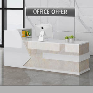 Comptoir de réception en bois avec finition aspect marbre pour usage commercial dans les hôtels, les salons de thé, les salons de beauté, les bars - Product Image 4