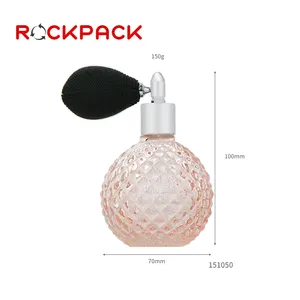 Flacons de parfum en verre vides rechargeables de style vintage avec pompon - Product Image 3