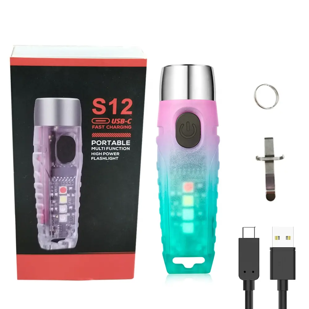 Mini Powerful Keychain Flashlight 2022 Edition with Metal Clip Rechargeable Multifunctional Emergency LED Pocket Flashlight