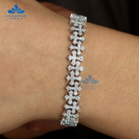 Bijoux Hip Hop personnalisés Bracelet cubain homme glacé Bracelet Moissanite en argent 925 Bracelet homme Pass Tester Coeur Fleur Cuban Link
