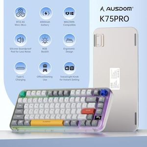 Teclado Inalámbrico para Juegos K75pro OEM ODM, Teclado Tri-Modo Bluetooth 2.4G USB-C para Computadora, Retroiluminación RGB, Perilla Multimedia, Teclado Creamy - Product Image 3