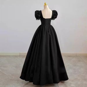 Black Evening Gown Empire Waist Sweetheart Neckline Long Dress Vintage Style For Coming Of Age Ceremony - Product Image 4