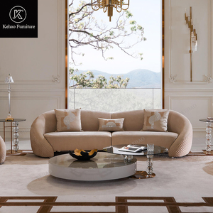 Set di Divani Curvi Eleganti in Stile Italiano di Alta Gamma, Divano Componibile in Velluto per Ville di Lusso e Progetti Alberghieri, Soluzione Completa per Arredamento - Product Image 2