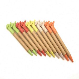 <b>Creative</b> Custom 3D Gesture Head Biodegradable Eco Friendly Wheat Straw Recyclable Kraft Paper Tube Pen - Product Image 2
