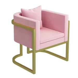 2024 nueva fábrica de muebles de salón de belleza Rosa silla en forma de U Silla de franela nórdica muebles minimalistas elegantes mesa de uñas de mármol