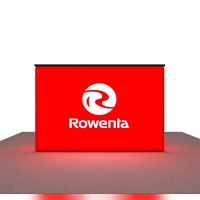 Comptoir de réception rétroéclairé portable en aluminium de 4 pieds pour salons professionnels, expositions et événements promotionnels