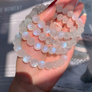 Bracelet en <span class=keywords><strong>pierre</strong></span> <span class=keywords><strong>de</strong></span> <span class=keywords><strong>lune</strong></span> bleue naturelle, bijou pour solaire, perle <span class=keywords><strong>de</strong></span> Lotus, taille unique, vente en gros - Product Image 1