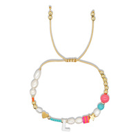 Bracelet DIY tendance en perles de rocaille avec initiale A-Z, bracelet tressé en corde avec perles en forme de cœur pour femmes et enfants