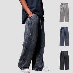 Venta al por mayor pantalones holgados logotipo personalizado 100% algodón 330G pantalones Streetwear pantalones de chándal de gran tamaño pantalones de Jogger de lavado ácido para hombres - Product Image 1