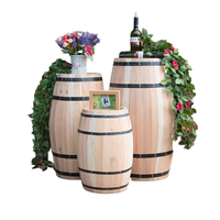 Décor de tonneau de vin de bière en bois de chêne naturel de 60cm seau à glace portable durable de fête rouge pour les boissons