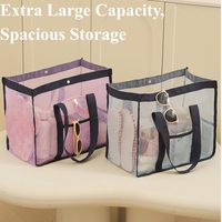 Sac de plage en maille avec fermeture à fermoirs, sac de rangement portable, respirant, séchage rapide, organisateur pour la plage, la piscine, les voyages, grande capacité