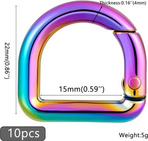 Pcs Metal D Ring Spring <b>Key</b> Hooks Keyring Clip For Keychain Buckle Backpacks Handbag <b>Purse</b> Hardware DIY Crafts - Product Image 2