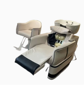 Fauteuil de lavage électrique réglable avec massage en cuir PU pour salon de coiffure - Mobilier professionnel - Product Image 2