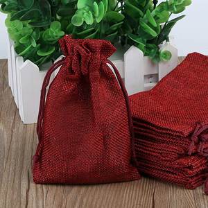 กางเกงผ้าลินินสีเบอร์กันดีแบบมีเชือกผูกและกระเป๋าปิดแบบพับได้ ยี่ห้อ Yuxi ปรับแต่งได้ รีไซเคิลได้ บรรจุภัณฑ์ของขวัญพิมพ์ลายสกรีนสำหรับเทศกาล - Product Image 4