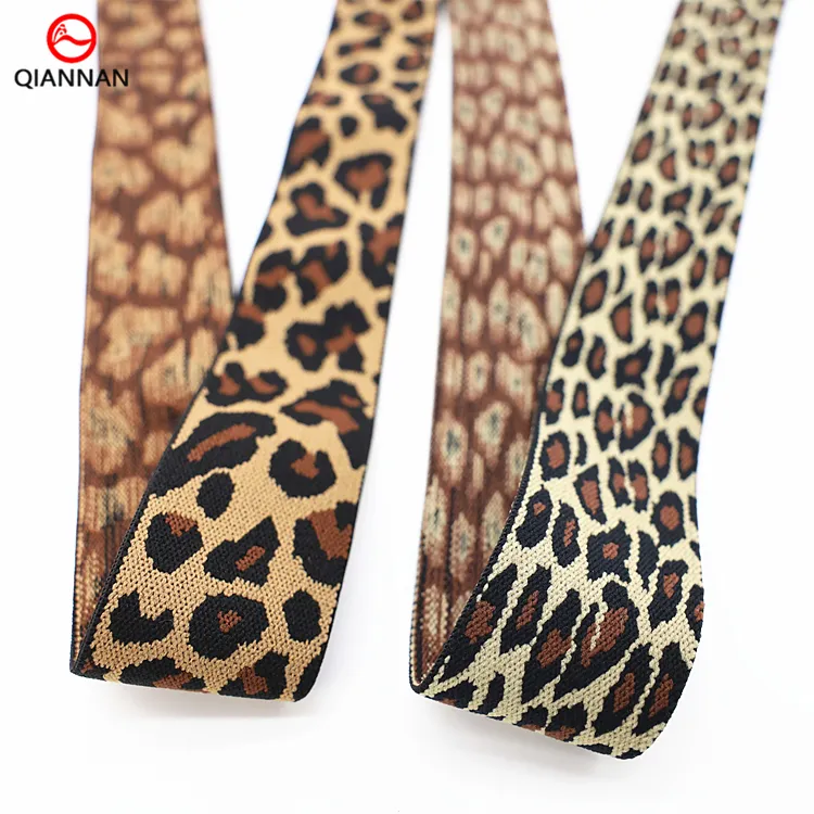 36Mm Wide Leopard Jacquard Thắt Lưng Đàn Hồi Giày Quần Áo Mũ Thắt Lưng Vật Liệu Trang Trí Ribbon Webbing