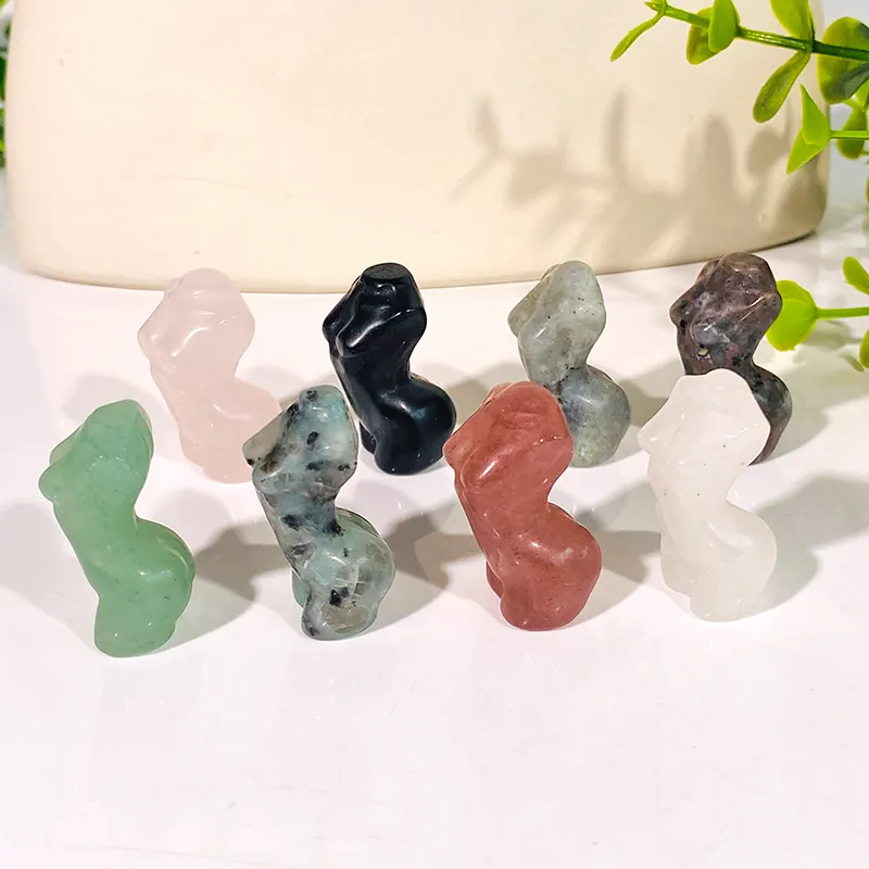 Natural Mixed Materials Clear Quartz & Rose Quartz Woman Body Carving Female Model Body For Decoration