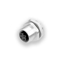 Conector de montaje en Panel trasero chapado en oro al por mayor de fábrica de alta calidad CE RoHS soldadura de 4 pines blindada M12 código B soldadura hembra IP67