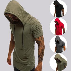 Sudadera con capucha de manga corta ajustada holgada para Fitness, traje de secado rápido, sudadera transpirable para entrenamiento de baloncesto - Product Image 2
