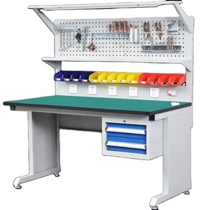 Leenol ESD bàn dễ dàng lắp ráp chống tĩnh nhiệm vụ ánh sáng bàn làm việc với ngăn kéo màu xanh Tủ tùy chỉnh nhiều ngăn kéo tùy chọn - Product Image 1