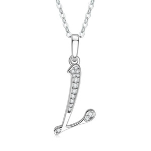 Ciondolo a L in Argento Sterling 925 con Cristallo, Charm con Lettera, Stile Classico Unisex per Uso Quotidiano - Product Image 1