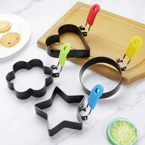 Anillos para freír huevos de alta calidad con cuatro formas, moldes profesionales de acero inoxidable con mango de TPR colorido para cocinar en la cocina - Product Image 4