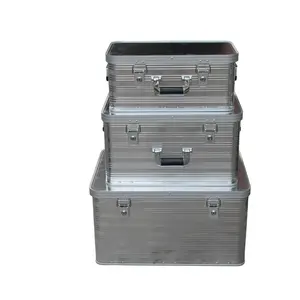 Большой серебристый ящик для инструментов из настоящего алюминия, металлические ящики для хранения