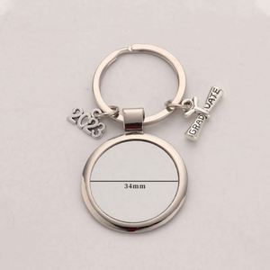 Wholesale Photo Sublimation <b>Keychain</b> Blank Personalization Custom DIY 2024 Class Graduate Gift Charm Metal Graduation Key Chain - Product Image 3