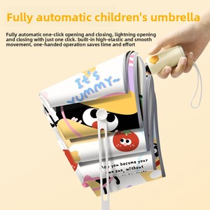 Nuevo Paraguas Infantil Plegable de Tres Secciones con Diseño de Panda y Garras de Gato, Automático, Anti-Rebote, Protección Solar para Niños y Niñas - Product Image 3