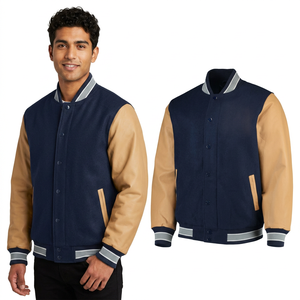Varsity Jacket <b>Men</b> and Women Chenille Embroidery Leather Sleeves Custom Baseball Letterman Varsity Jacket - Product Image 1