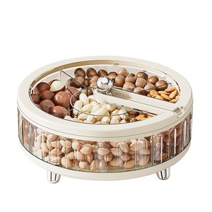 Round Snack Storage Box With Lid 1-3L Rotating Compartmentalized Fruit Tray Dustproof Household Container - Product Image 5