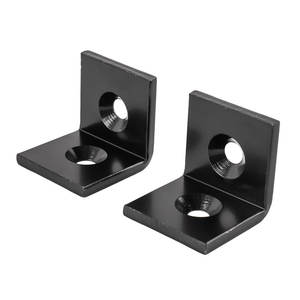 ขายส่งสีดําElectrophoresisเหล็กคาร์บอนLรูปร่างมุมขวาBraceสําหรับ3030 Seriesสล็อต6มม.โปรไฟล์อลูมิเนียม - Product Image 1