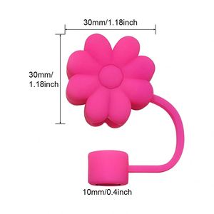 Food Grade Silicone Cute Flower <b>Straw</b> Toppers <b>Reusable</b> DustProof Eco-Friendly Washable Bar Accessories - Product Image 2